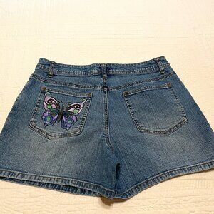 St John Denim Shorts Hand Painted Size 10